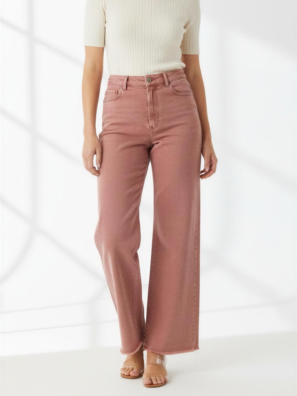 Dear John High-Rise Wide Leg Jeans in Dusty Rose